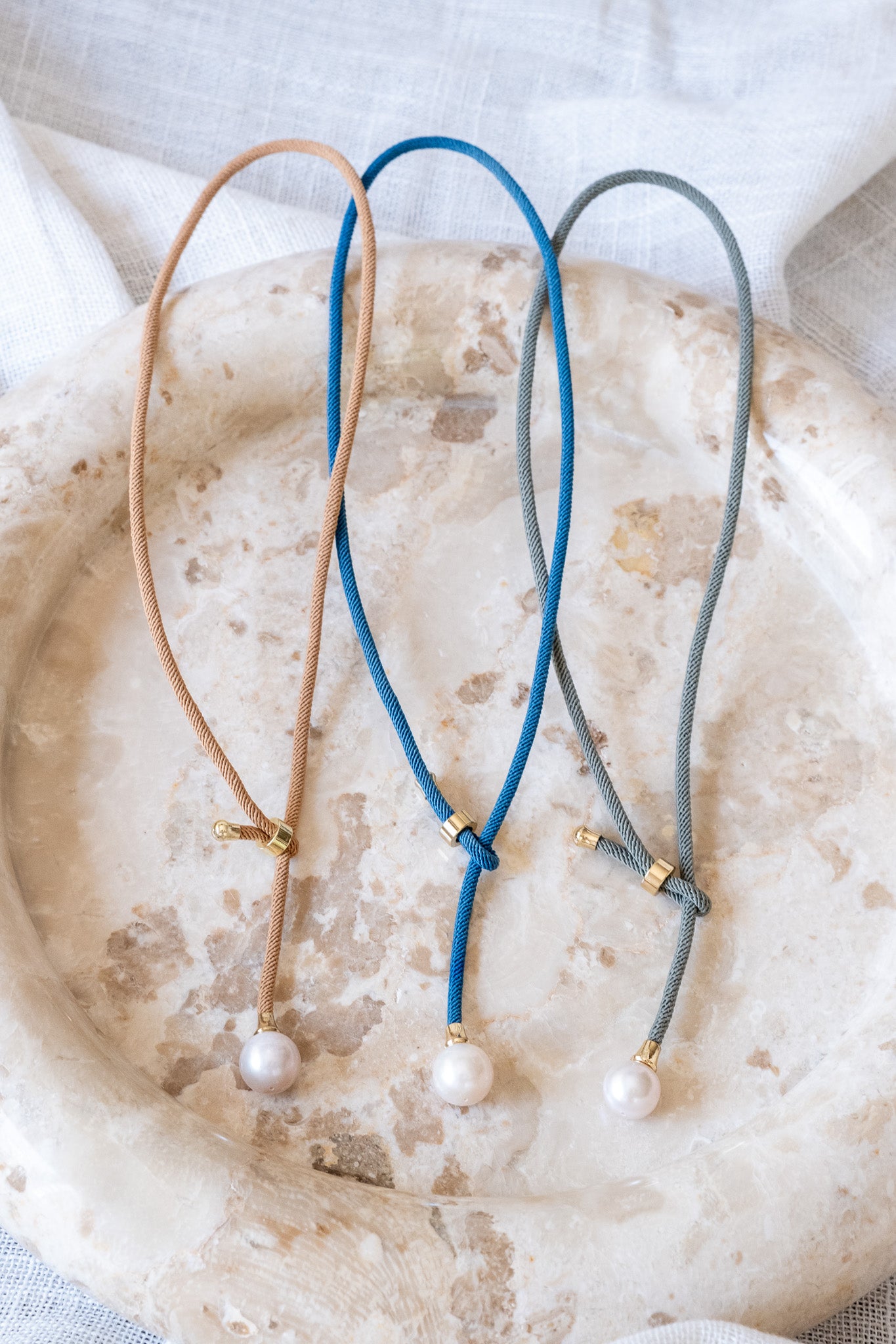 Cord & Pearl Lariat Necklace