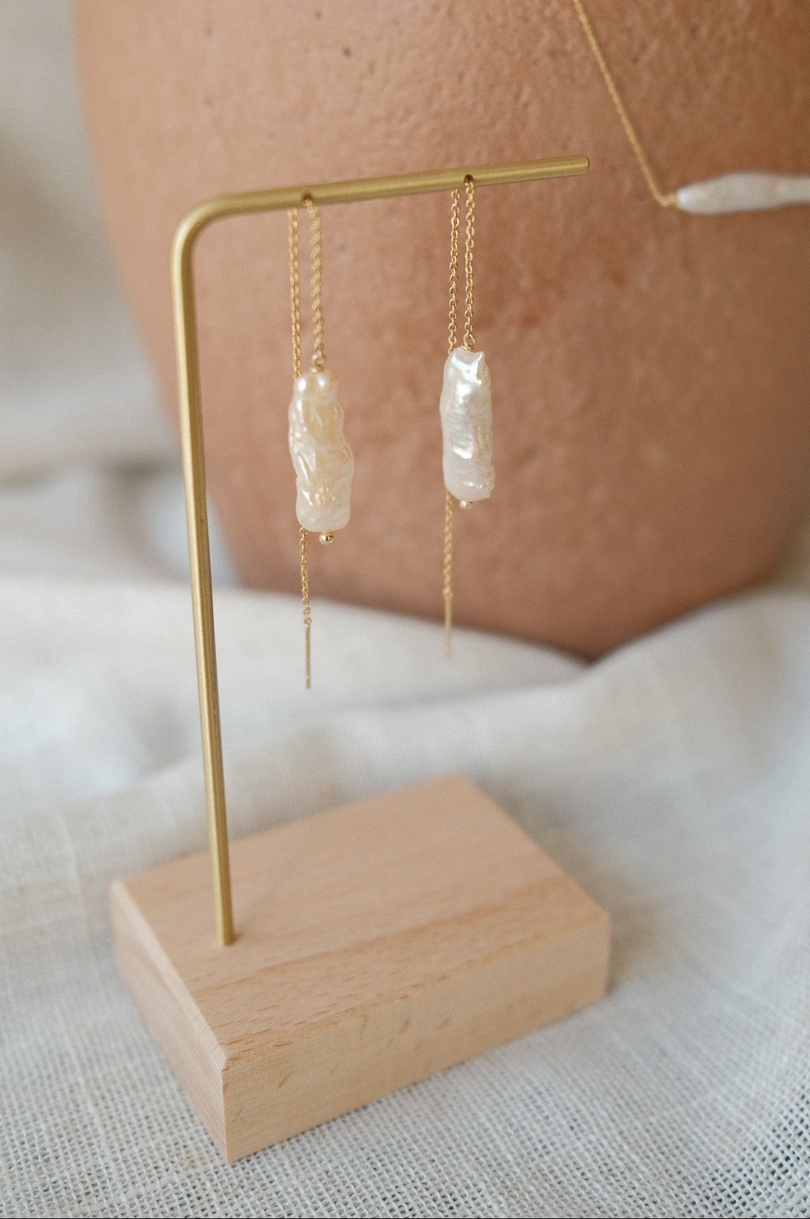 Keshi Pearl Threaded Earrings