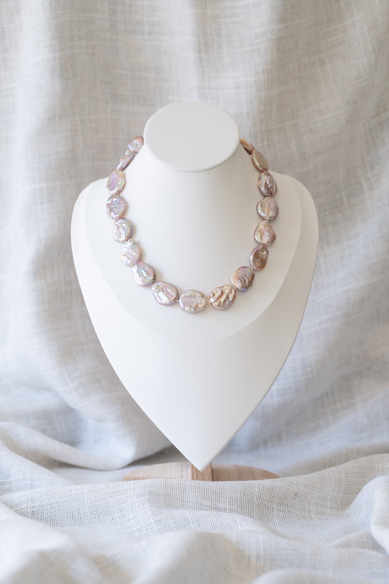 Large Pink Flat Baroque Pearl Necklace