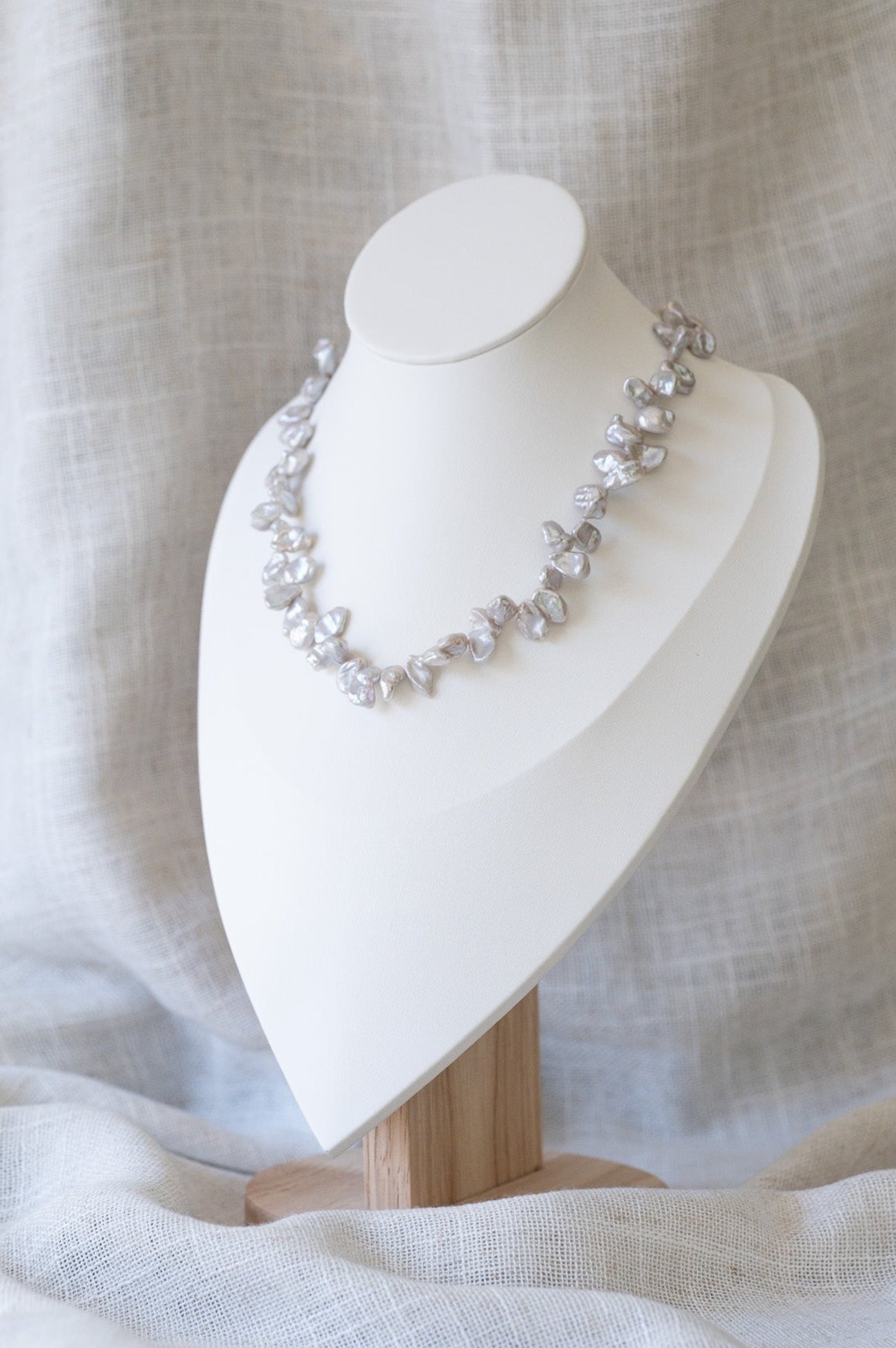Grey Zig Zag Keshi Pearl Necklace