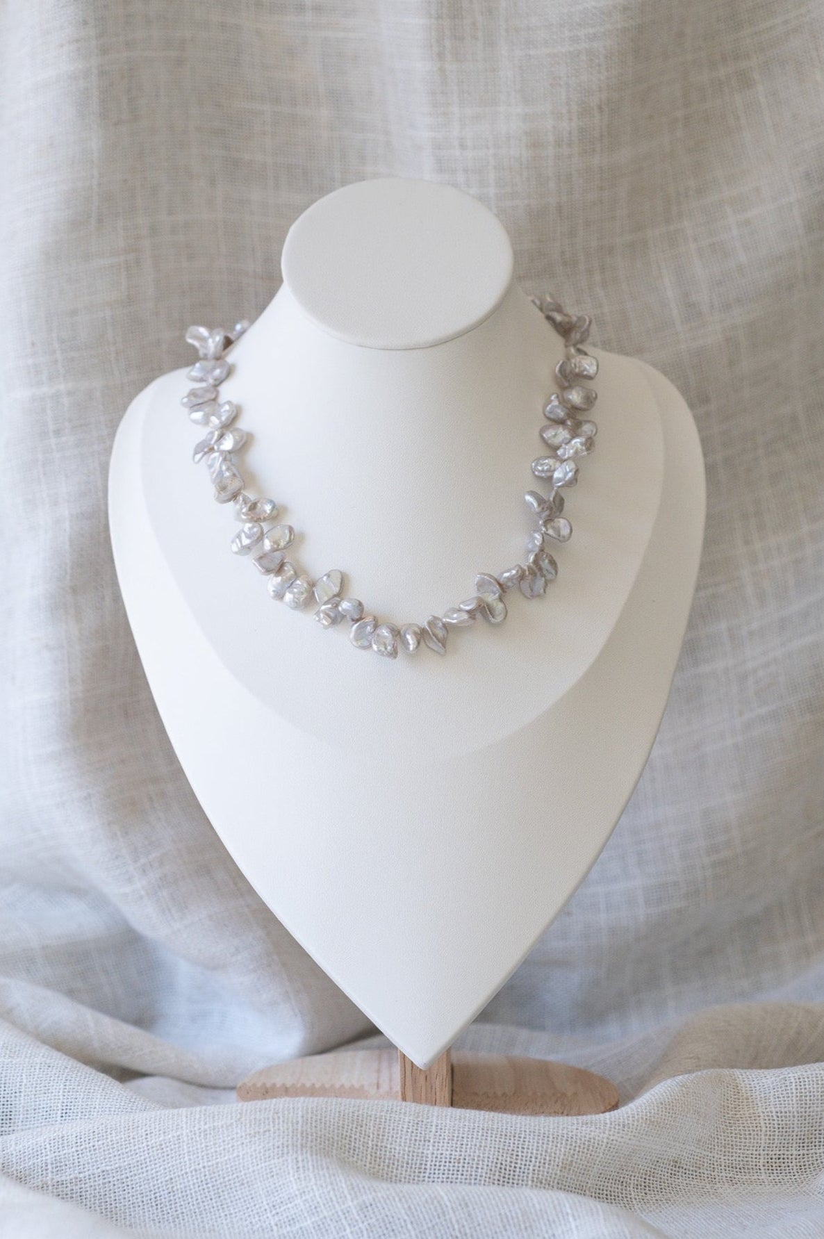 Grey Zig Zag Keshi Pearl Necklace