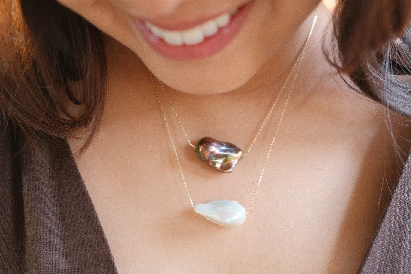 Floating Large Baroque Pearl Necklace