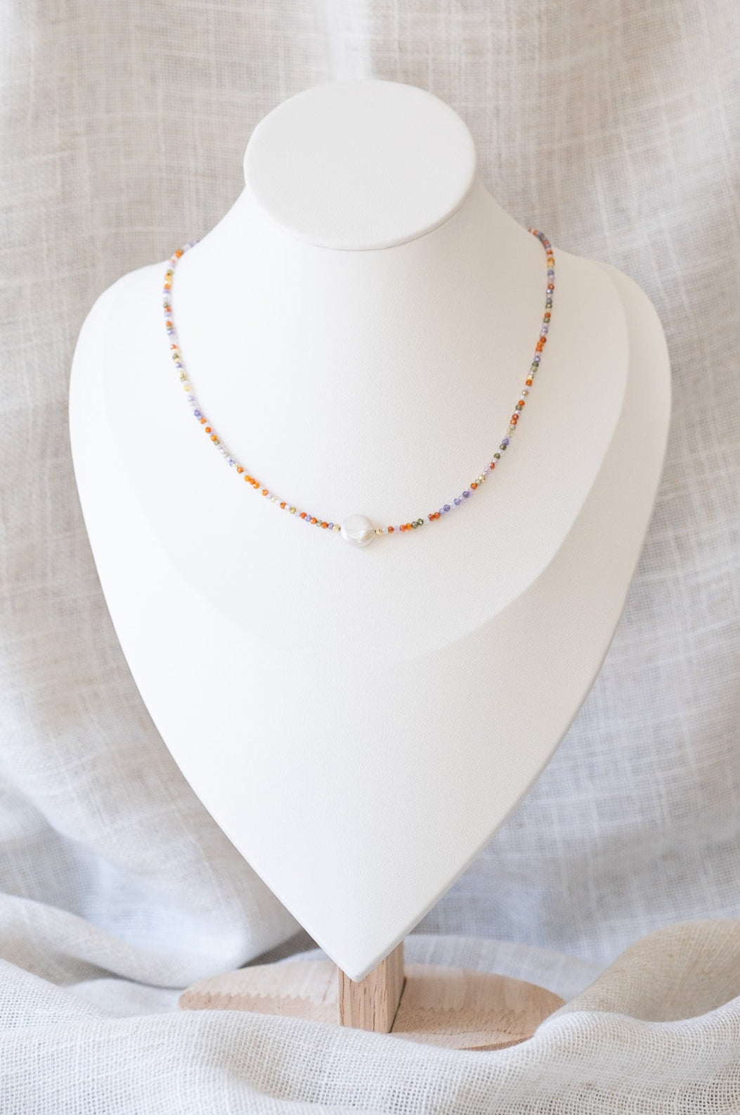 Multicolor Gemstones Coin Pearl Necklace