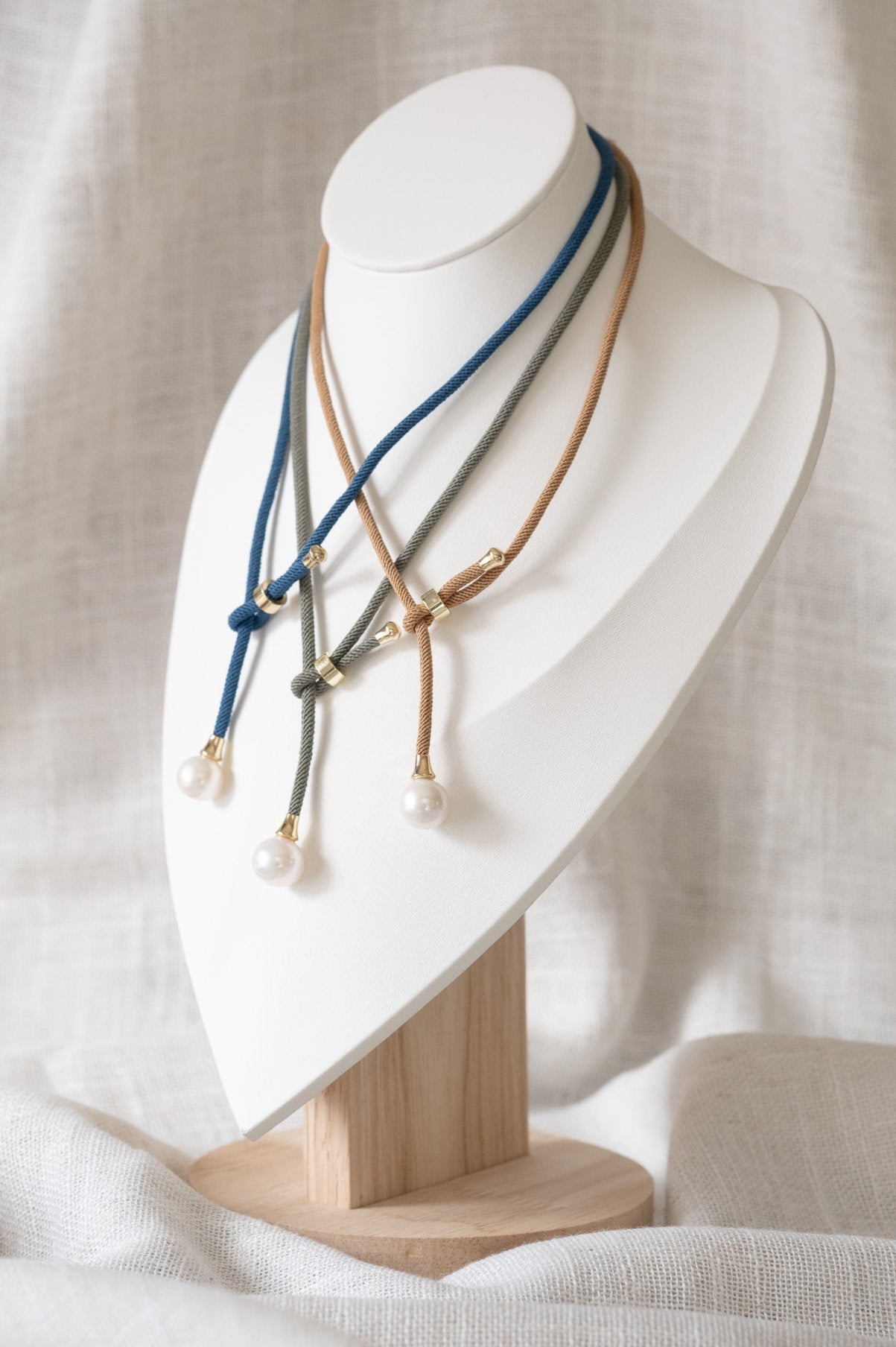 Cord & Pearl Lariat Necklace