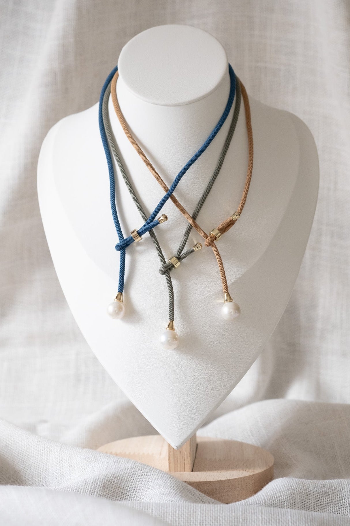 Cord & Pearl Lariat Necklace