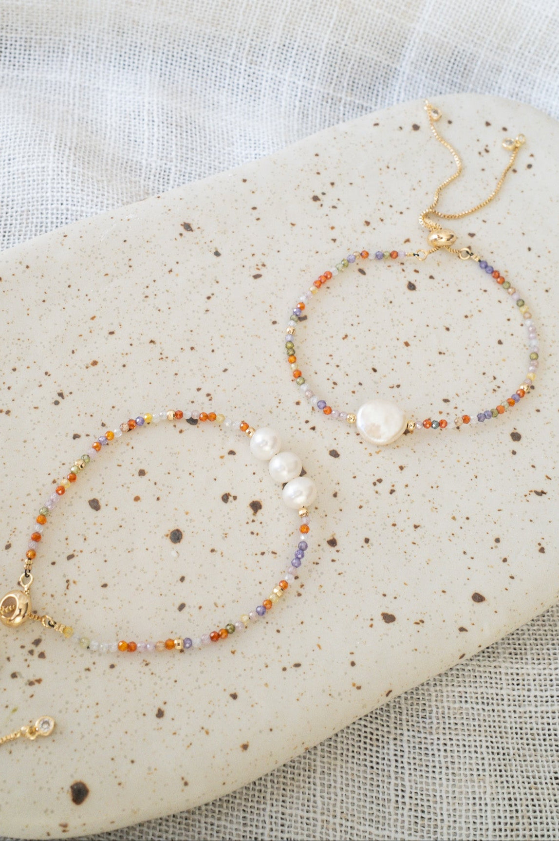 Multicolor Gemstone Coin Pearl Bracelet