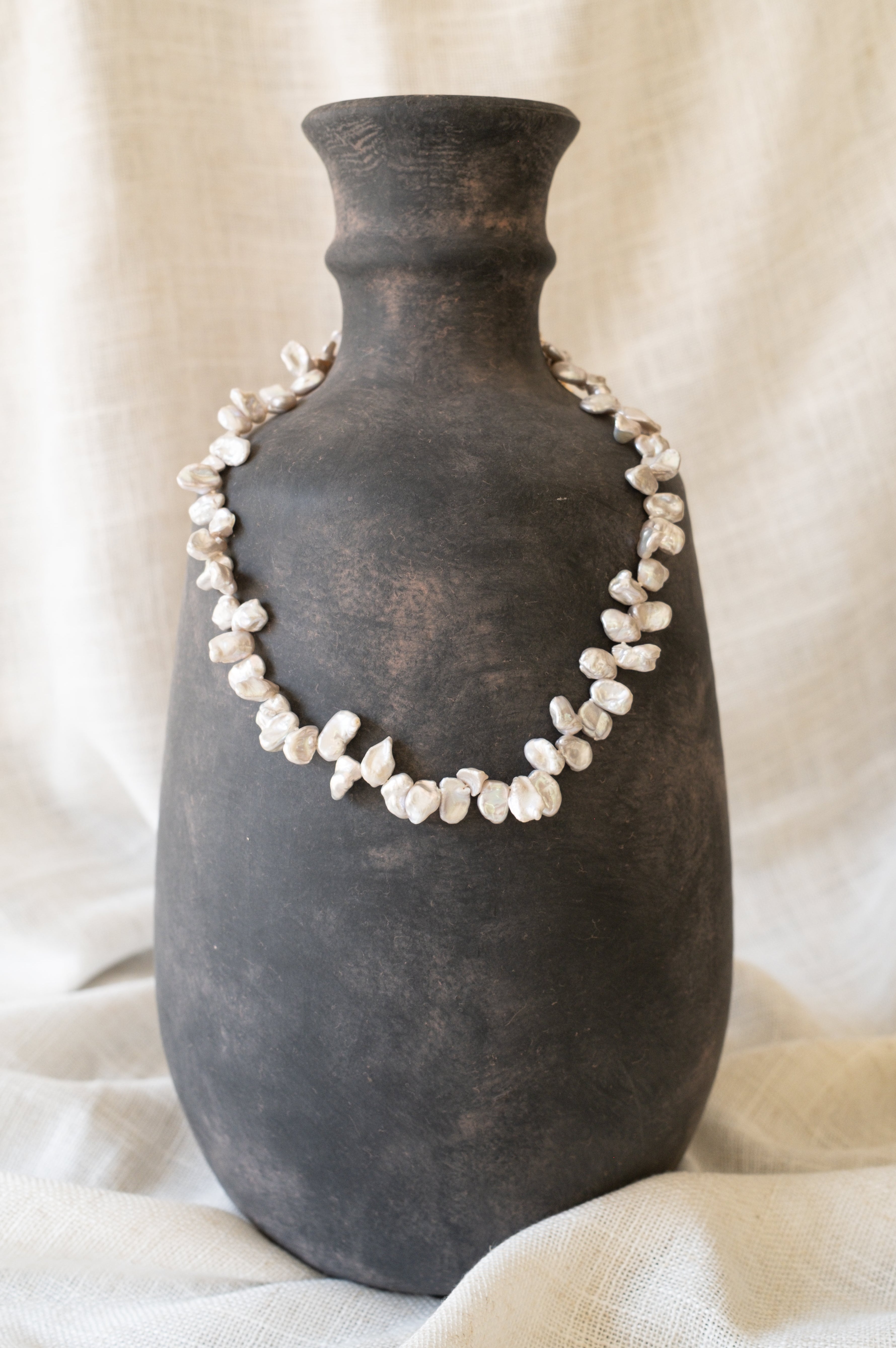 Grey Zig Zag Keshi Pearl Necklace