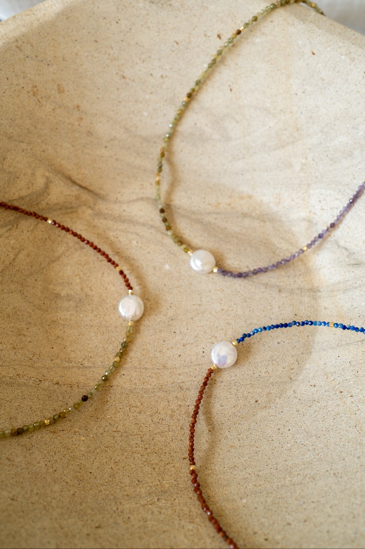 Two-Tone Gemstone Coin Pearl Necklace