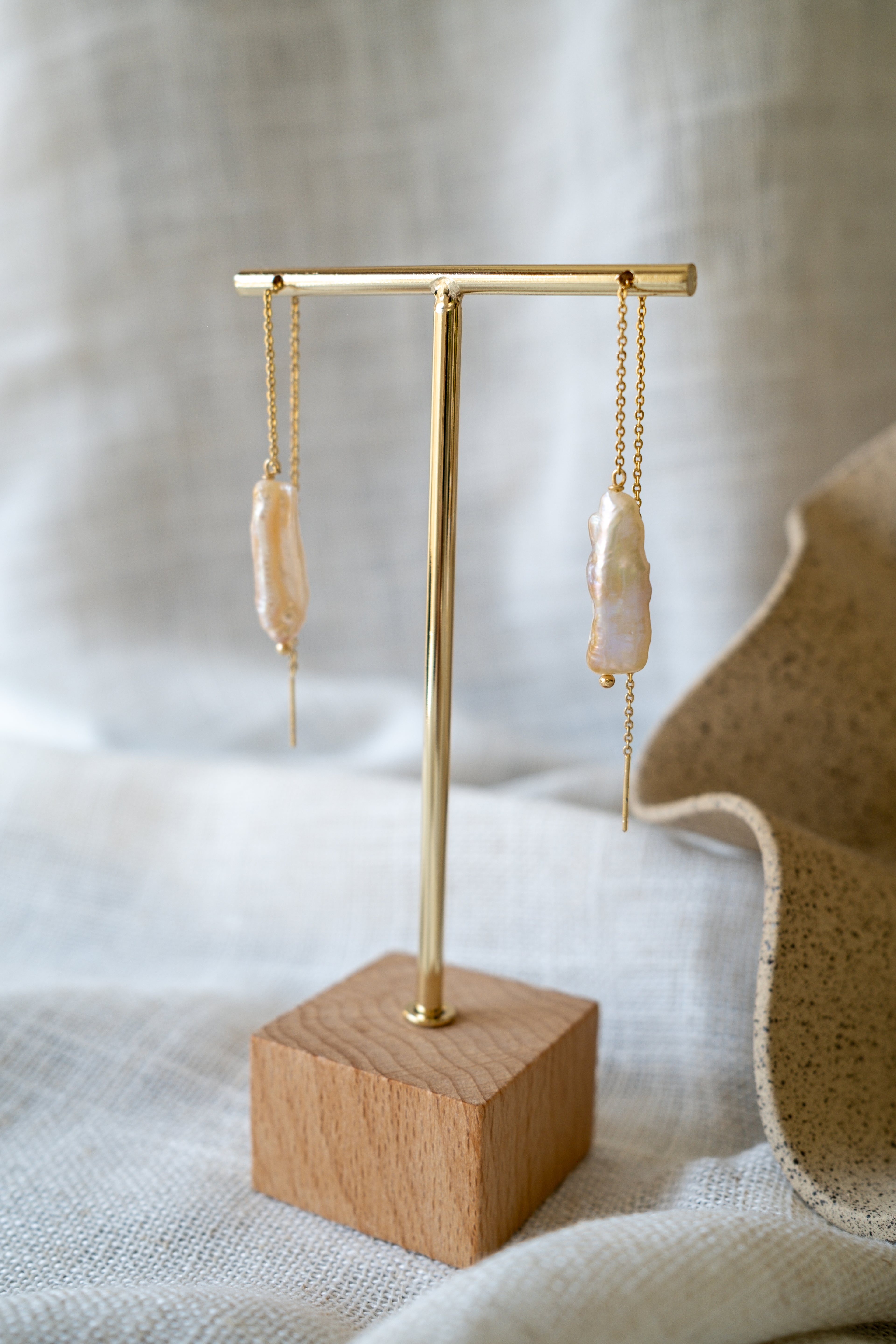 Keshi Pearl Threaded Earrings