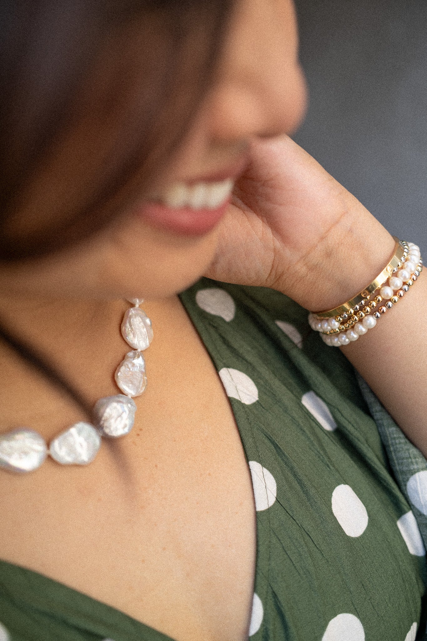 Large White Flat Baroque Pearl Necklace