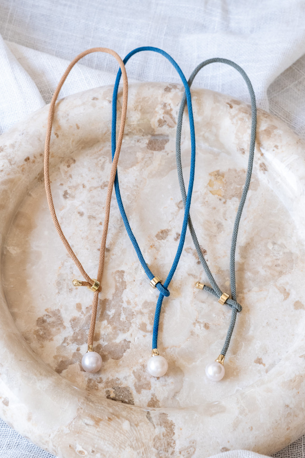 Cord & Pearl Lariat Necklace