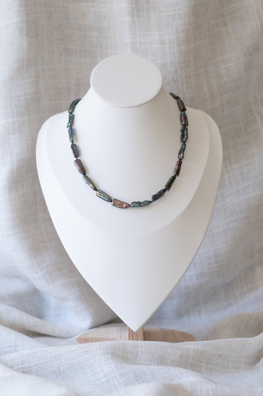 Black Keshi Stick Pearl Strand Necklace