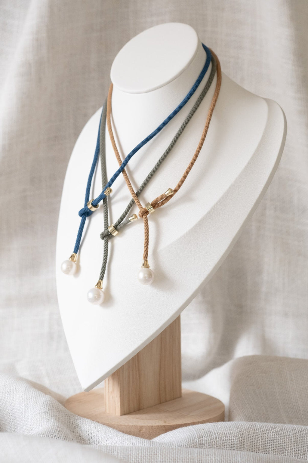 Cord & Pearl Lariat Necklace