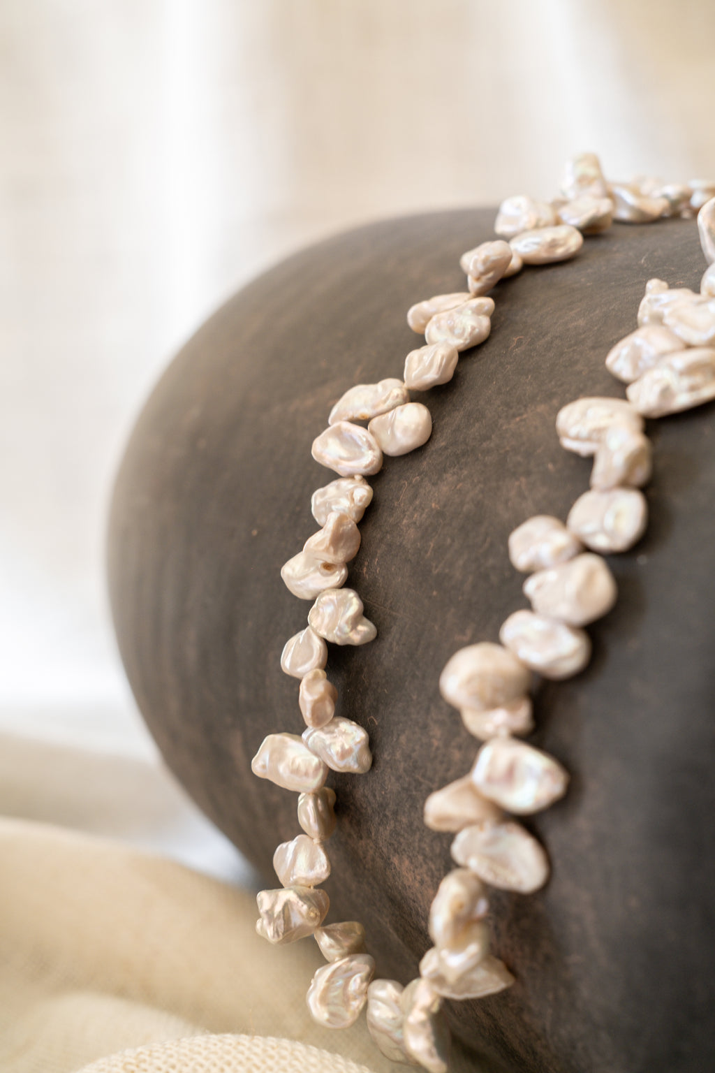 Grey Zig Zag Keshi Pearl Necklace