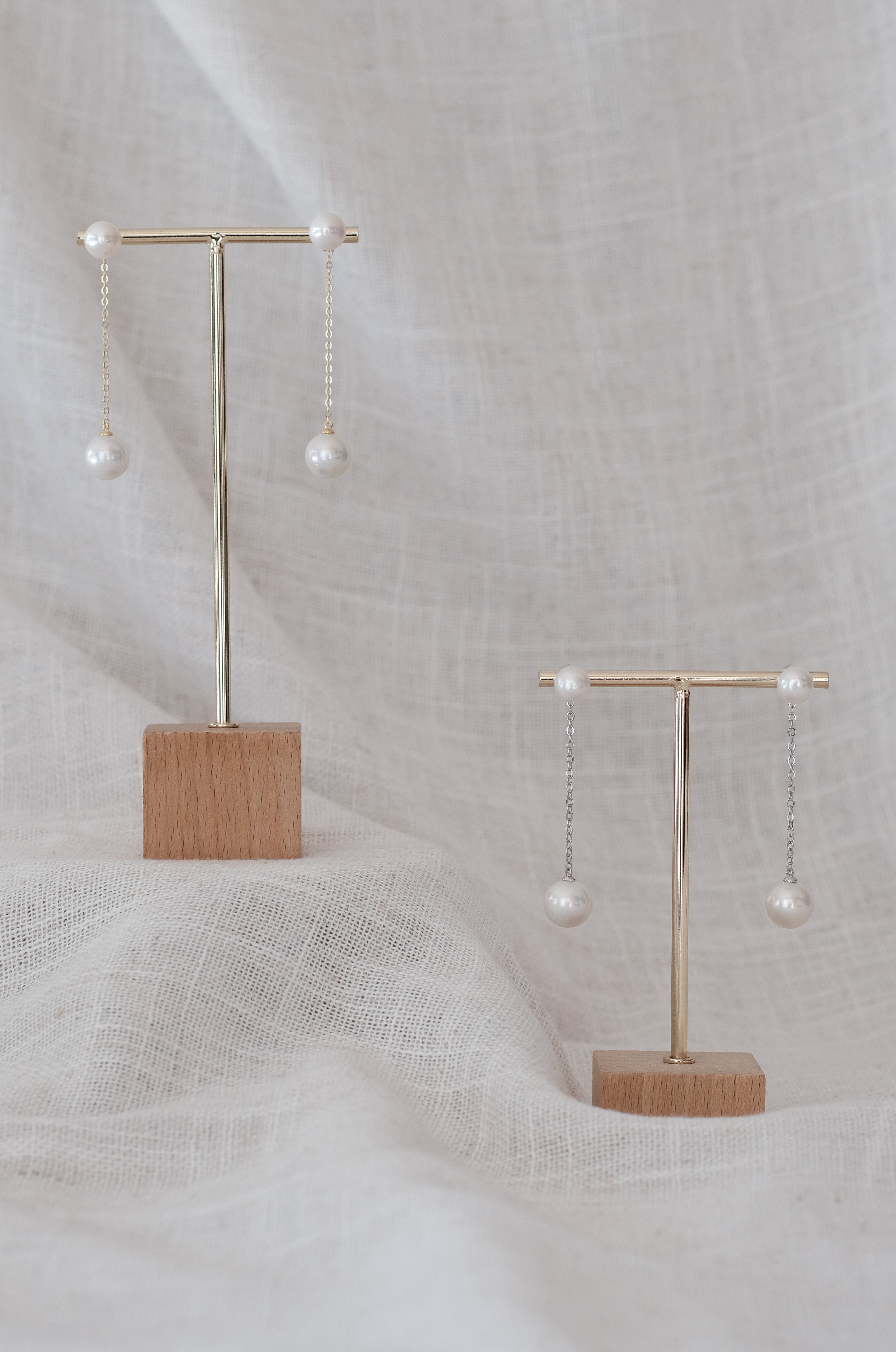 Convertible Round Pearl Drop Earrings