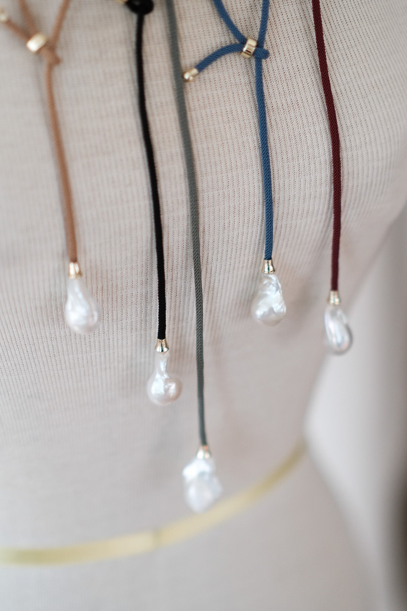 Long Cord & Baroque Pearl Lariat Necklace